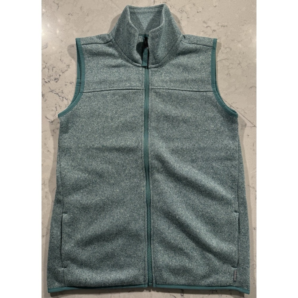 Eddie Bauer Vest Womens XS Green Teal Fleece Full Zip Outdoor Hiking Layering